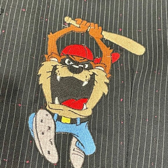 VINTAGE 1992 LOONEY TUNES TAZMANIA DEVIL 100%COTTON BLAZER VEST Sz S Cartoons - Picture 8 of 16